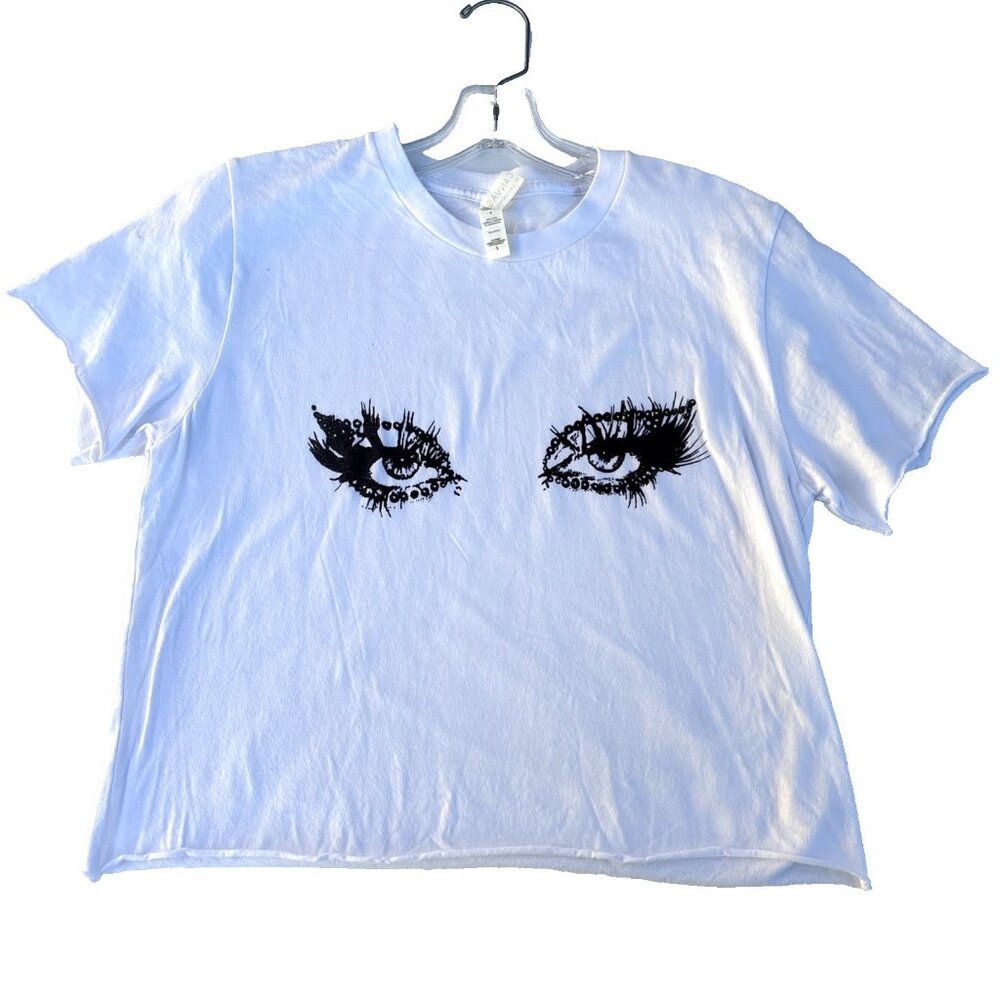 Queer Punk Crop Top Unisex S White Screenprinted Goth Fem Artsy Handmade